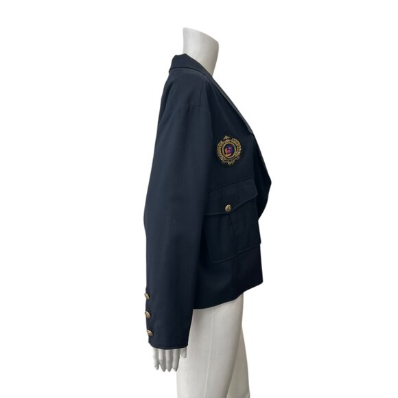 $520 Sandro Blue Cropped Patch Blazer Wool Jacket size 10/FR 42 - Picture 5 of 11
